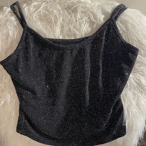 NWOT Urban Outfitters black shimmer going out top